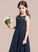 Junior Bridesmaid Dresses Shirley Scoop Neck Tea-Length Ruffle Lace With A-Line Chiffon