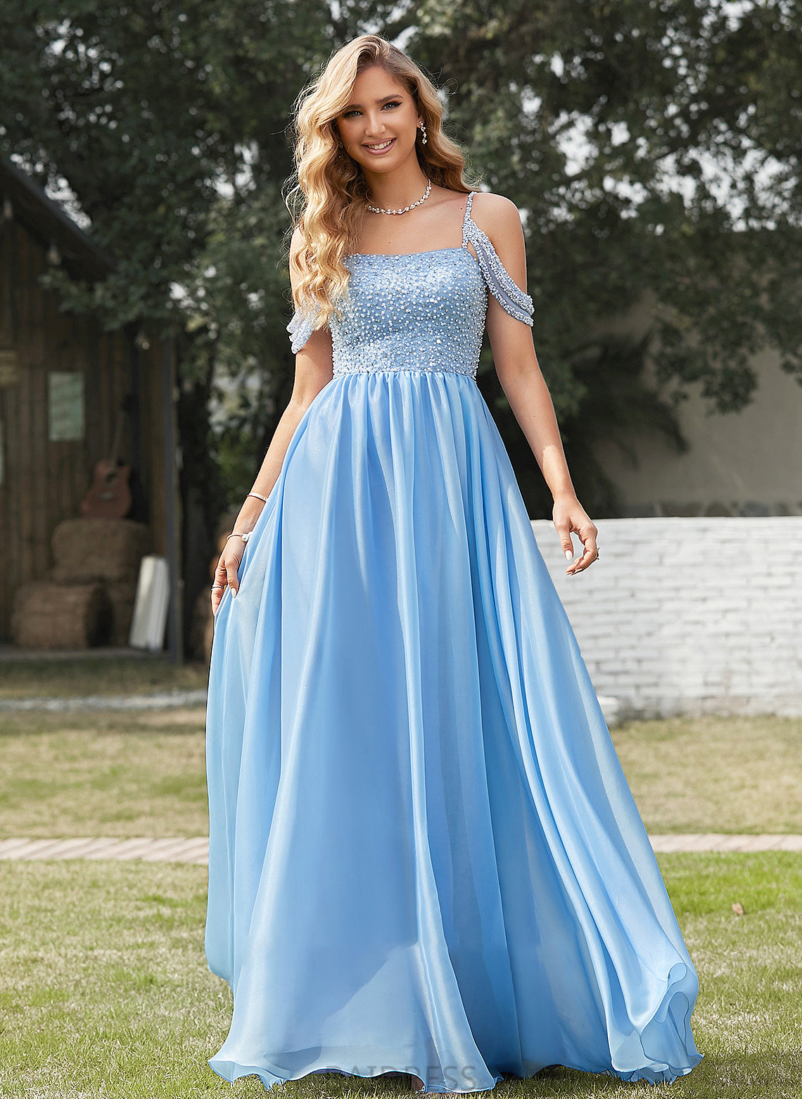 Sweetheart Organza Beading Marianna With Floor-Length Sequins Ball-Gown/Princess Prom Dresses