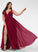 V-neck Silhouette SplitFront Floor-Length Neckline Fabric A-Line Embellishment Length Sandy Scoop A-Line/Princess Bridesmaid Dresses