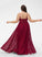 With Sequins Lace Front Aylin Chiffon Split V-neck Prom Dresses A-Line Floor-Length
