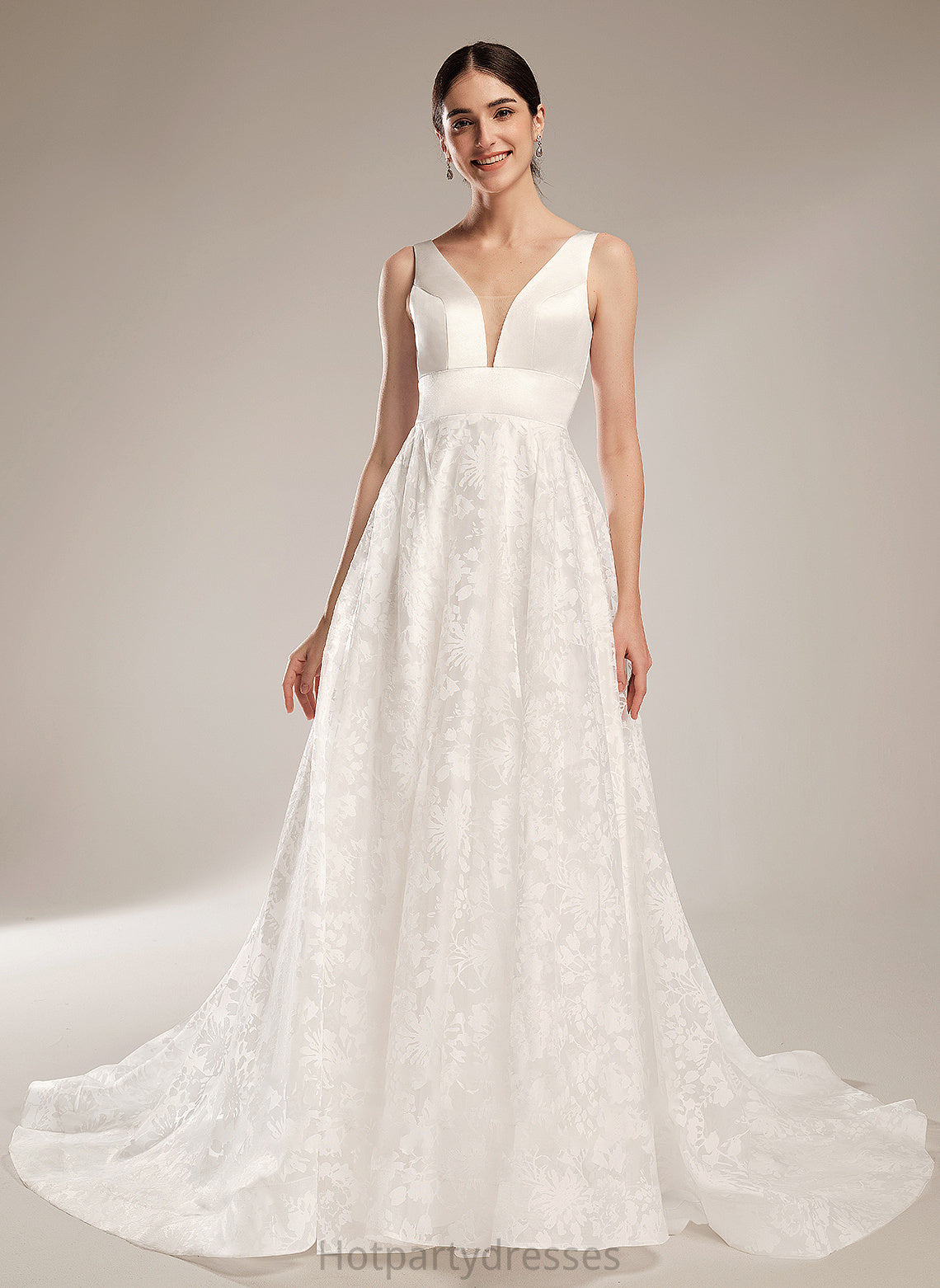 Bridget Chapel V-neck Ball-Gown/Princess Dress Wedding Wedding Dresses Train