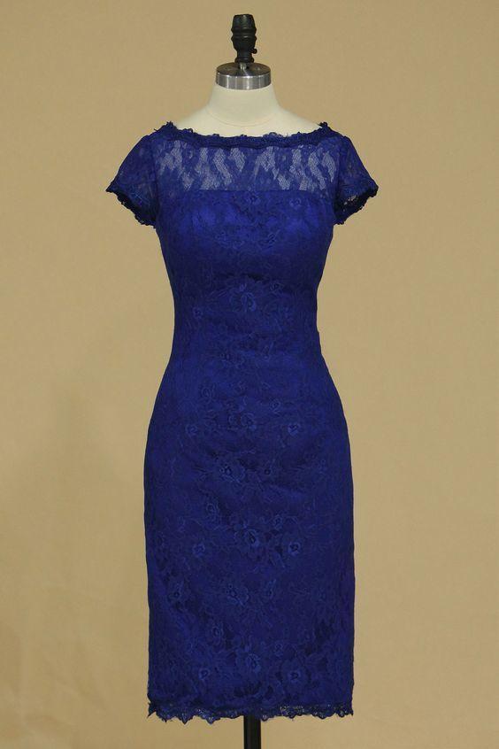 Mermaid Short Lace Homecoming Dresses Royal Blue Faith With CD10410