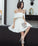 Cute White Short Summer Homecoming Dresses Satin Dress White CD11126