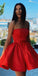 Simple Satin Homecoming Dresses Nina Red Strapless Short Formal CD11564