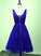 Homecoming Dresses Vanessa Lace Lovely Blue V-Neckline Applique CD12263