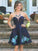 Navy Blue Satin Homecoming Dresses Raelynn Strapless Floral Appliques CD1311