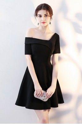 Chic Abbie Homecoming Dresses Little Black Short With Sleeves CD13320