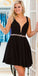 Black Straps Short Dress With Crystal Homecoming Dresses Jocelyn Satin CD1845