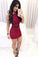 Sheath Lisa Cocktail Homecoming Dresses Square Short Burgundy With Appliques CD1852