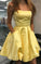 Strapless Short Yellow Party Dress With Pockets Katharine Homecoming Dresses CD2120