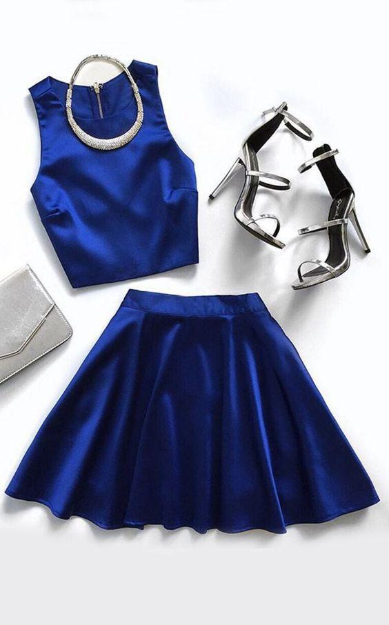 Two Piece Miya Royal Blue Homecoming Dresses Simple CD2134