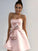 A-Line Strapless With Marilyn Pink Satin Homecoming Dresses Bowknot CD22982