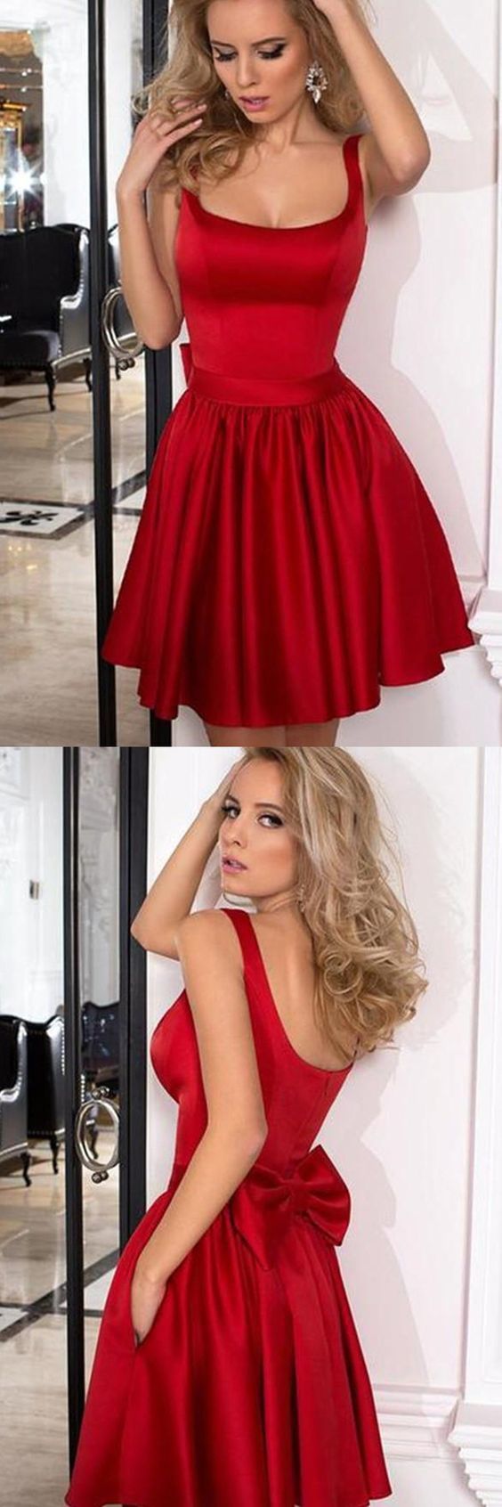 Fashion Straps Red Krista A Line Homecoming Dresses Cute CD241