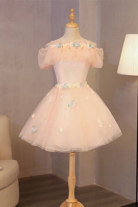 Off The Pink Tess Homecoming Dresses Shoulder Tulle Short CD24319