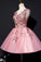 Blush Floral Embroidered Short Pink Homecoming Dresses Shyanne CD24333