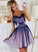 Cute Lace Azul Homecoming Dresses Tulle Short Dress CD2596