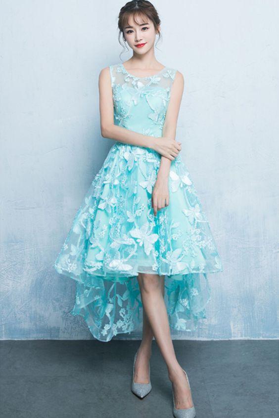 Green Homecoming Dresses Lace Kendal High Low For Teens CD2662