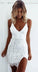 A-Line Spaghetti Straps Lace Homecoming Dresses Louise White CD3089