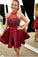 Burgundy Halter Sleeveless Ryann Homecoming Dresses A Line Backless CD3188
