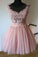 Sheer Neck Tulle Homecoming Dresses Alayna Short With Appliques CD3589