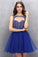Blue Organza Knee Length With Taryn Homecoming Dresses Beading CD3930