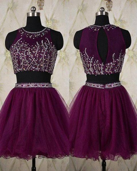 Two Piece Beading With Homecoming Dresses Leslie Open Back CD4746