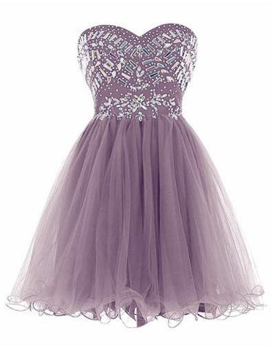 New Arrival Grey Tulle Homecoming Dresses Madisyn With Crystal CD5667