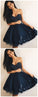 A-Line Nathalia Homecoming Dresses Sweetheart Navy Blue Tulle CD655