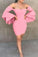 Sexy Bateau Neck Trumpet Selina Homecoming Dresses Pink Sleeves CD6616