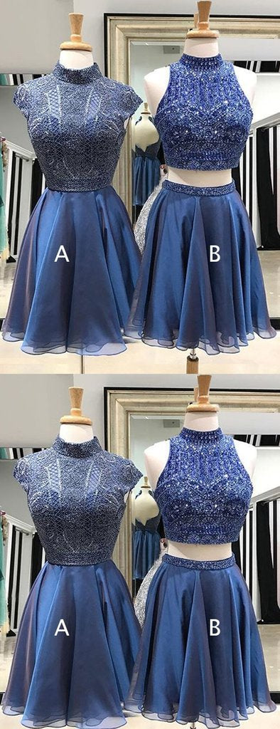 Beading Royal Blue Homecoming Dresses Carmen Chiffon Mismatched CD750