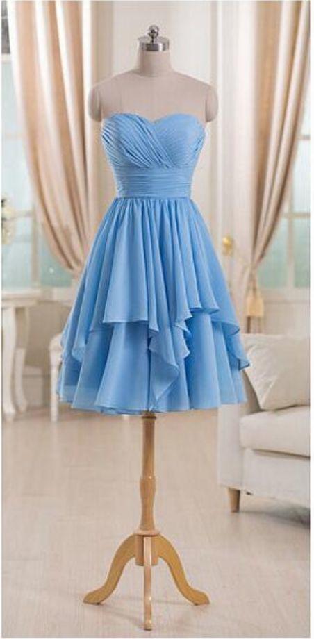 Short Blue Sweethearts Janelle Chiffon Homecoming Dresses Low-Party CD9315