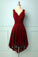 Lace Homecoming Dresses Kailee Dark Red V-Neck Dress CD9870